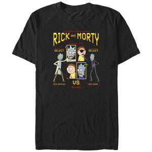 �A�j���L�����N�^�[ �����Y �g�b�v�X T�V���c �g�[�� �O���t�B�b�N Licensed Character Big & Tall Rick And Morty Select Player Graphic Tee Black �u���b�N