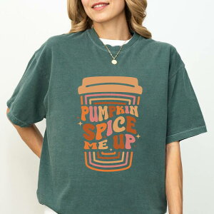 Simply Sage Market ���f�B�[�X �g�b�v�X T�V���c �O���t�B�b�N Simply Sage Market Pumpkin Spice Me Up Cup - Women's Garment Dyed Graphic T-Shirt Blue Spruce �u���[
