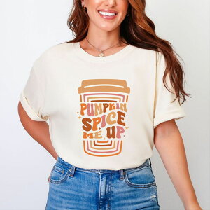 Simply Sage Market ���f�B�[�X �g�b�v�X T�V���c �O���t�B�b�N Simply Sage Market Pumpkin Spice Me Up Cup - Women's Garment Dyed Graphic T-Shirt Ivory �A�C�{���[