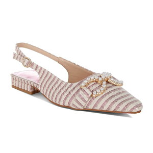 �����h�����O ���f�B�[�X �V���[�Y �T���_�� London Rag Crina Women's Pointed Toe Striped Slingback Dresshoes Pink �s���N