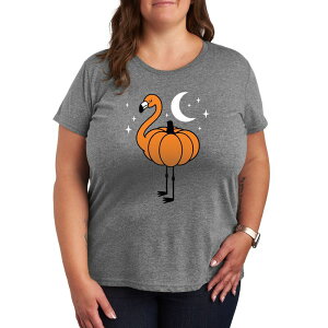 �A�j���L�����N�^�[ ���f�B�[�X �g�b�v�X T�V���c �v���X�T�C�Y �O���t�B�b�N Licensed Character Plusize Pumpkin Flamingo Graphic Tee Heather Gray �O���[