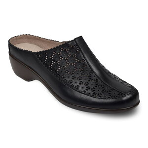 �C�[�W�[�X�s���b�g ���f�B�[�X �V���[�Y �T���_�� ���U�[ Easy Spirit Dusk Women's Perforated Leather Mules Black Leather �u���b�N
