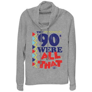 �j�R���f�I�� ���f�B�[�X �g�b�v�X T�V���c �O���t�B�b�N Women's Nickelodeon The 90s Were All That Cowlneck Graphic Lightweight Long Sleeve Gray Heather �O���[