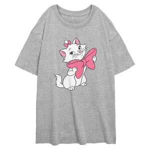 �f�B�Y�j�[ ���f�B�[�X �g�b�v�X T�V���c �O���t�B�b�N Disney's The Aristocats Marie Pink Bow Juniors' Oversized Graphic Tee Athletic Heather �w�U�[