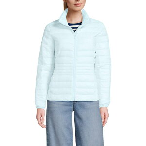 �����Y�G���h ���f�B�[�X �A�E�^�[ �W���P�b�g�E�u���]�� �v�` �_�E�� Petite Lands' End Wanderweight Down Puffer Jacket Soft Ice Blue �u���[