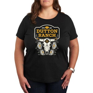 �A�j���L�����N�^�[ ���f�B�[�X �g�b�v�X T�V���c �v���X�T�C�Y �O���t�B�b�N Licensed Character Plusize Yellowstone Dutton Skull Graphic Tee Black �u���b�N