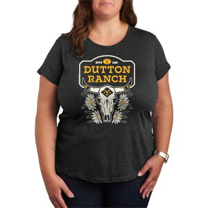 �A�j���L�����N�^�[ ���f�B�[�X �g�b�v�X T�V���c �v���X�T�C�Y �O���t�B�b�N Licensed Character Plusize Yellowstone Dutton Skull Graphic Tee Heather Charcoal �`���R�[��