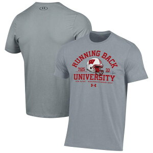 �A���_�[�A�[�}�[ �����Y �g�b�v�X T�V���c Men's Under Armouron Dayne Gray Wisconsin Badgers Running Back T-Shirt Wis Grey �O���[