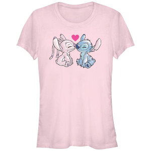 �f�B�Y�j�[ ���f�B�[�X �g�b�v�X T�V���c �O���t�B�b�N Disney's Lilo & Stitch You're My Angel Juniors' Fitted Graphic Tee Light Pink �s���N