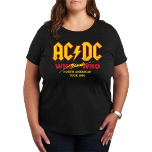 �A�j���L�����N�^�[ ���f�B�[�X �g�b�v�X T�V���c �v���X�T�C�Y �O���t�B�b�N Licensed Character Plusize ACDC Who Made Who Tour Graphic Tee Black �u���b�N