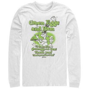 �A�j���L�����N�^�[ �����Y �g�b�v�X T�V���c �O���t�B�b�N Licensed Character Men's Dr. Seuss I Do So Like Green Eggs And Ham Long Sleeve Graphic Tee White �z���C�g