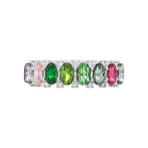 �v�������[�Y ���f�B�[�X �A�N�Z�T���[ �����O PRIMROSE 14k Gold-Plated Gemstone Oval Crystal Stoneternity Ring Silver Tone �V���o�[