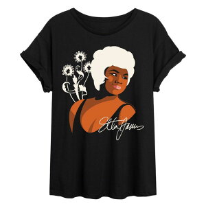 �A�j���L�����N�^�[ ���f�B�[�X �g�b�v�X T�V���c �t�����[�� �t�����[ Licensed Character Juniors' Etta James Floral Oversized Tee Black �u���b�N