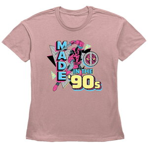 �}�[�x�� ���f�B�[�X �g�b�v�X T�V���c �O���t�B�b�N Women's Marvel Deadpool Made In The 90s Poster Graphic Tee Desert Pink �s���N