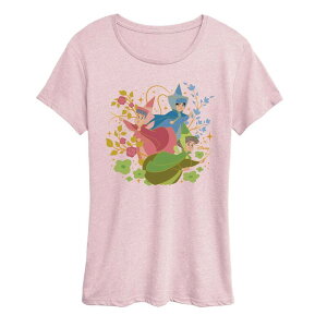 �f�B�Y�j�[ ���f�B�[�X �g�b�v�X T�V���c �O���t�B�b�N Disney'sleeping Beauty Fairy Godmothers Women's Graphic Tee Heather Pink �w�U�[