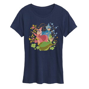 �f�B�Y�j�[ ���f�B�[�X �g�b�v�X T�V���c �O���t�B�b�N Disney'sleeping Beauty Fairy Godmothers Women's Graphic Tee Navy �l�C�r�[
