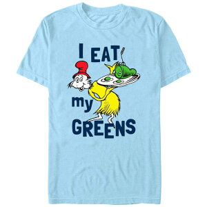�A�j���L�����N�^�[ �����Y �g�b�v�X T�V���c �O���t�B�b�N Licensed Character Men's Dr. Seuss I Eat My Greens Graphic Tee Light Blue �u���[