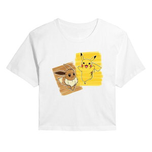 �A�j���L�����N�^�[ ���f�B�[�X �g�b�v�X T�V���c �N���b�v�h �O���t�B�b�N Licensed Character Juniors' Pokmon Pikachu & Eevee Graphicropped Tee White �z���C�g