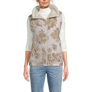 �����Y�G���h ���f�B�[�X �A�E�^�[ �W���P�b�g�E�u���]�� �x�X�g �t���[�X Women's Lands' End Fleece Sherpa Reversible Mixed Media Vest Ivory Rose �A�C�{���[