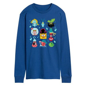 �j�R���f�I�� �����Y �g�b�v�X T�V���c �p���c �O���t�B�b�N Nickelodeon Men's The SpongeBob Movie: Search For SquarePants Icons Long Sleeve Graphic Tee Royal Blue �u���[