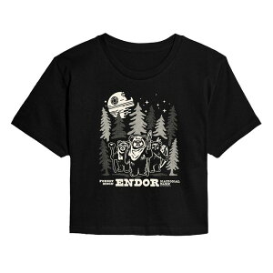 �X�^�[ �E�H�[�Y ���f�B�[�X �g�b�v�X T�V���c �N���b�v�h Juniors' Star Wars Forest Moon Endor Cropped Tee Black �u���b�N