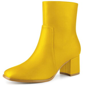 AO P[ fB[X V[Y u[cECu[c AN q[ ALLEGRA K Women'square Toe Side Zip Block Heel Ankle Boots Yellow CG[