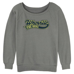 �A�j���L�����N�^�[ ���f�B�[�X �g�b�v�X T�V���c �p�C�� Licensed Character Juniors' The Grinch Whoville Long Sleeve Slouchy Terry Pullover Gray Heather �O���[