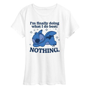 �f�B�Y�j�[ ���f�B�[�X �g�b�v�X T�V���c �O���t�B�b�N Women's Disney's Lilo & Stitch I'm Finally Doing What I Do Best Graphic Tee White �z���C�g