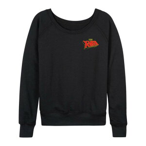 �A�j���L�����N�^�[ ���f�B�[�X �g�b�v�X T�V���c �p�C�� ���S Licensed Character Women's X-Men Logo French Terry Long Sleeve Tee Black �u���b�N