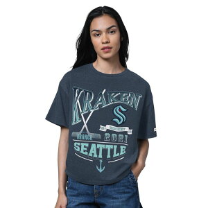�X�^�[�^�[ ���f�B�[�X �g�b�v�X T�V���c Women'starter Deep Sea Blue Seattle Kraken Oversized Hall ofame T-Shirt Krk Navy �l�C�r�[