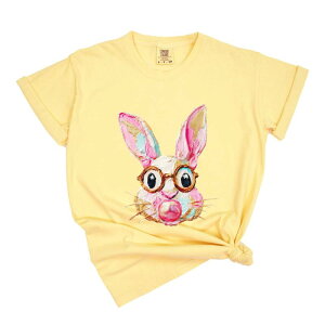 Simply Sage Market ���f�B�[�X �g�b�v�X T�V���c �O���t�B�b�N Simply Sage Market Bunny Face Textured Paint - Women's Garment Dyed Graphic T-Shirt Butter