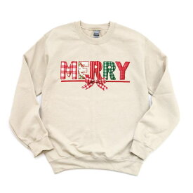 Simply Sage Market レディース トップス Tシャツ プリント キルティング スウェット グラフィック Simply Sage Market Merry Pattern Quilted Print - Women's Graphic Sweatshirt Dust
