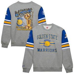 �~�b�`�F��&�l�X �����Y �g�b�v�X T�V���c �X�E�F�b�g Men's Mitchell & Ness Heather Gray Golden State Warriors Hardwood Classics All Over 4.0 Pullover Sweatshirt War Grey �O���[