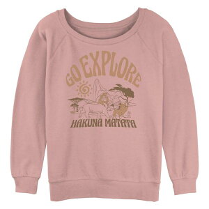 �f�B�Y�j�[ ���f�B�[�X �g�b�v�X T�V���c �O���t�B�b�N Disney's The Lion King Simba Timon & Pumba Go Explore Hakuna Matata Juniors' Graphic Pullover Desert Pink �s���N