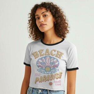 �A���u�����f�b�h ���f�B�[�X �g�b�v�X T�V���c �O���t�B�b�N Unbranded Juniors' Grayson Threads The Label Beach Paradise Amalfi Coast Italy Graphic Ringer Baby Tee White Caviar �z���C�g