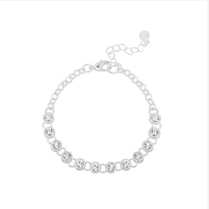 LC Lauren Conrad ���f�B�[�X �A�N�Z�T���[ �u���X���b�g�E�o���O���E�A���N���b�g LC Lauren Conrad Silver Tone Simulated Crystal Chain Link Single Bracelet Clear �V���o�[
