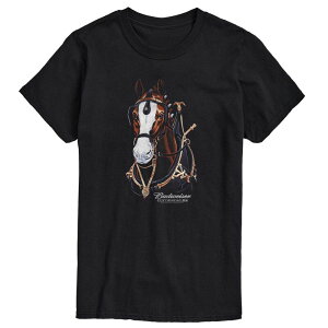 �A�j���L�����N�^�[ �����Y �g�b�v�X T�V���c �g�[�� �O���t�B�b�N Licensed Character Big & Tall Budweiser Clydesdales Horse Portrait Graphic Tee Black �u���b�N