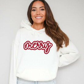 Simply Sage Market レディース トップス Tシャツ パーカー グラフィック Simply Sage Market Merry Outline Puff - Women's Graphic Hoodie White ホワイト