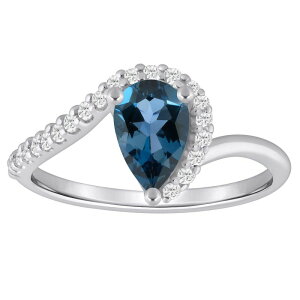 Alyson Layne fB[X ANZT[ O Alyson Layne 10k White Gold 1/6 Carat.W. Lab-Grown Diamond & Pear-Shaped Gemstone Ring London Blue Topaz u[