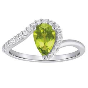 Alyson Layne fB[X ANZT[ O Alyson Layne 10k White Gold 1/6 Carat.W. Lab-Grown Diamond & Pear-Shaped Gemstone Ring Peridot zCg