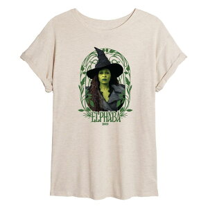 �A�j���L�����N�^�[ ���f�B�[�X �g�b�v�X T�V���c Licensed Character Juniors' Wicked For Good Elphaba Frame Oversized Tee Birch