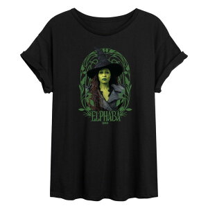 �A�j���L�����N�^�[ ���f�B�[�X �g�b�v�X T�V���c Licensed Character Juniors' Wicked For Good Elphaba Frame Oversized Tee Black �u���b�N