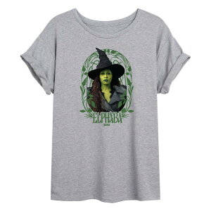 �A�j���L�����N�^�[ ���f�B�[�X �g�b�v�X T�V���c Licensed Character Juniors' Wicked For Good Elphaba Frame Oversized Tee Heather Gray �O���[