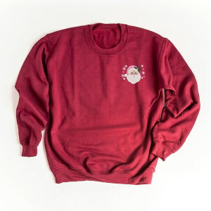 Simply Sage Market ���f�B�[�X �g�b�v�X T�V���c �X�E�F�b�g �h�J �O���t�B�b�N Simply Sage Market Embroidered Pink Santa Hat - Women's Graphic Sweatshirt Cardinal �s���N