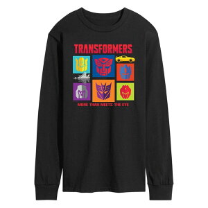 �A�j���L�����N�^�[ �����Y �g�b�v�X T�V���c �O���t�B�b�N Licensed Character Men's Transformers Character Grid Long Sleeve Graphic Tee Black �u���b�N