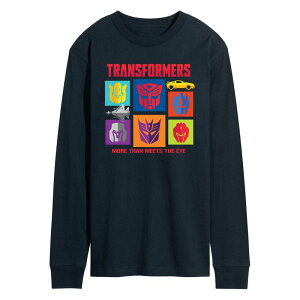 �A�j���L�����N�^�[ �����Y �g�b�v�X T�V���c �O���t�B�b�N Licensed Character Men's Transformers Character Grid Long Sleeve Graphic Tee Navy �l�C�r�[