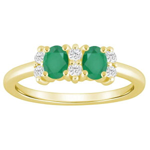 Alyson Layne ���f�B�[�X �A�N�Z�T���[ �����O Alyson Layne 10k Gold 1/6 Carat.W. Lab Grown Diamond & Oval Gemstone 2-Stone Ring Emerald �G�������h