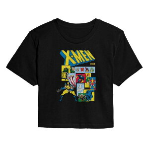 �}�[�x�� ���f�B�[�X �g�b�v�X T�V���c �N���b�v�h Juniors' Marvel X-Men Retro Comicharacters Cropped Tee Black �u���b�N