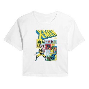 �}�[�x�� ���f�B�[�X �g�b�v�X T�V���c �N���b�v�h Juniors' Marvel X-Men Retro Comicharacters Cropped Tee White �z���C�g