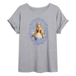 �A�j���L�����N�^�[ ���f�B�[�X �g�b�v�X T�V���c Licensed Character Juniors' Wicked For Good Glinda Frame Oversized Tee Heather Gray �O���[